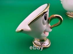 Lenox Disney Beauty and the Beast Mrs. Potts and Chip Porcelain Figurines