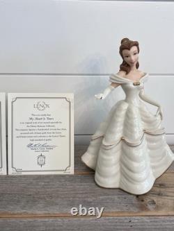 Lenox Disney Showcase Beauty & The Beast Belle & Beast 8 Figurines with COs DESC