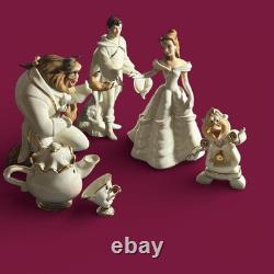 Lenox Disney Showcase Beauty and the Beast Complete Figurine Set Ivory Gold