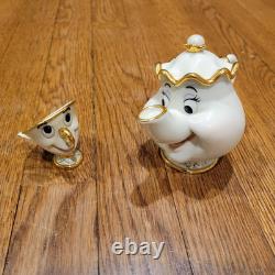 Lenox Walt Disney Mrs. Potts and Chip Figurine, Beauty and the Beast, COA, Box