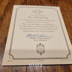 Lenox Walt Disney Mrs. Potts and Chip Figurine, Beauty and the Beast, COA, Box