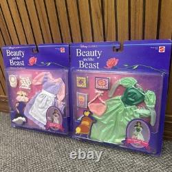 Lot of 2- Vintage 1991 Disney Beauty Beast Barbie BELLE LIBRARY/DINNER FASHION