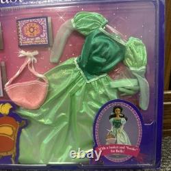 Lot of 2- Vintage 1991 Disney Beauty Beast Barbie BELLE LIBRARY/DINNER FASHION