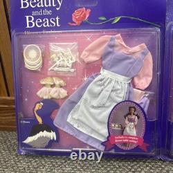 Lot of 2- Vintage 1991 Disney Beauty Beast Barbie BELLE LIBRARY/DINNER FASHION