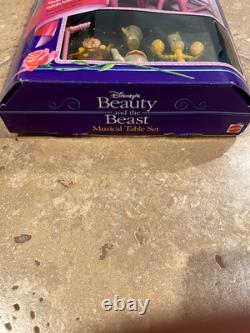 Lot of 2 Vintage Beauty and the Beast Disney Dolls and Musical Table Set NRFB