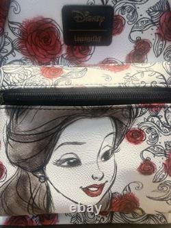 Loungefly Beauty and the Beast Belle Sketched Roses Mini Backpack Disney