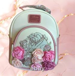 Loungefly Disney Beauty And The Beast 3-D Floral Portrait Backpack NWT