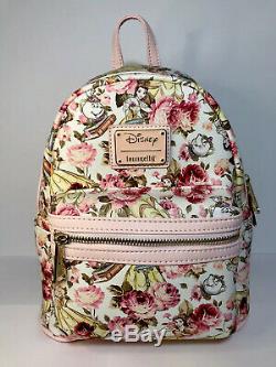 Loungefly Disney Beauty And The Beast Floral Mini Backpack NWT