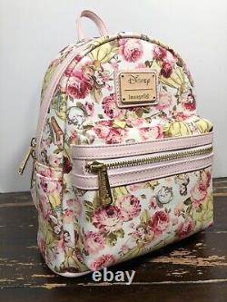 Loungefly Disney Beauty And The Beast Floral Mini Backpack RARE NWT