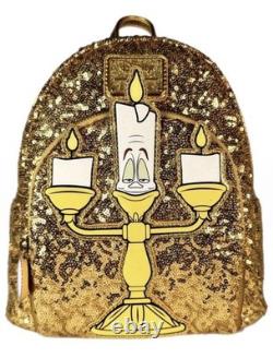Loungefly Disney Beauty And The Beast Lumiere Sequin Mini Backpack Exclusive New