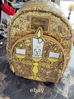 Loungefly Disney Beauty And The Beast Lumiere Sequin Mini Backpack Exclusive New