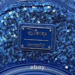 Loungefly Disney Beauty And The Beast Mini Backpack Womens Sequin Blue Snowglobe