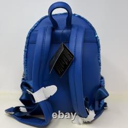 Loungefly Disney Beauty And The Beast Mini Backpack Womens Sequin Blue Snowglobe