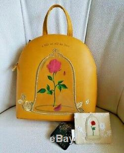 Loungefly Disney Beauty And The Beast Rose Mini Backpack & Cardholder NWT