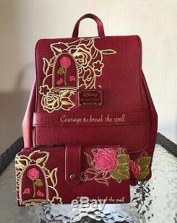 Loungefly Disney Beauty & The Beast Backpack & Wallet Set NWT