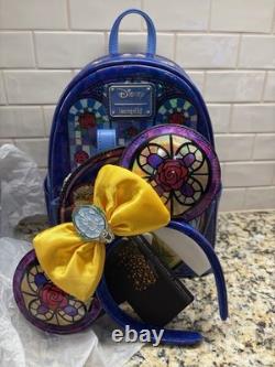 Loungefly Disney Beauty & The Beast Stained Glass AMAZON Excl BACKPACK + EARS