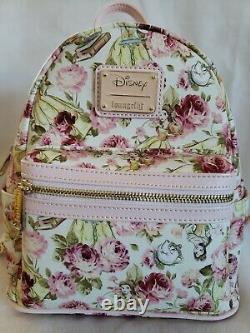 Loungefly Disney Beauty and The Beast Belle Floral Mini Backpack PERFECT COND