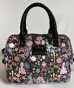 Loungefly Disney Beauty and the Beast AOP Floral Satchel Bag Purse Heart Logo