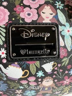 Loungefly Disney Beauty and the Beast AOP Floral Satchel Bag Purse Heart Logo