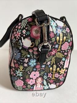 Loungefly Disney Beauty and the Beast AOP Floral Satchel Bag Purse Heart Logo