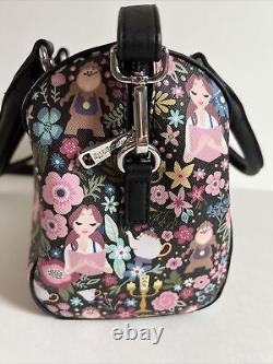 Loungefly Disney Beauty and the Beast AOP Floral Satchel Bag Purse Heart Logo