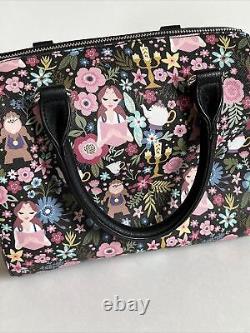 Loungefly Disney Beauty and the Beast AOP Floral Satchel Bag Purse Heart Logo