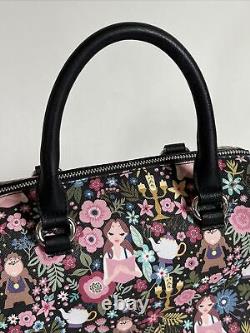 Loungefly Disney Beauty and the Beast AOP Floral Satchel Bag Purse Heart Logo