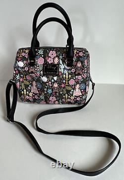 Loungefly Disney Beauty and the Beast AOP Floral Satchel Bag Purse Heart Logo