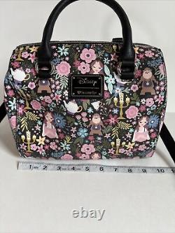 Loungefly Disney Beauty and the Beast AOP Floral Satchel Bag Purse Heart Logo