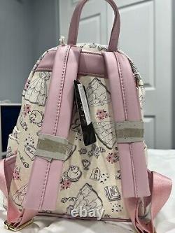 Loungefly Disney Beauty and the Beast Belle All Over Print Mini Backpack Pink