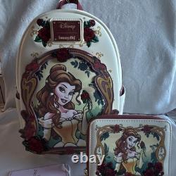 Loungefly Disney Beauty and the Beast Belle Mini Backpack & Zip Wallet Cream