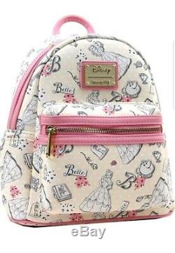 Loungefly Disney Beauty and the Beast Belle Pink Allover Backpack NWT