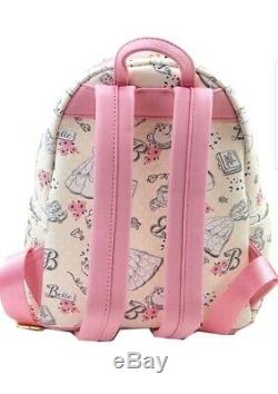 Loungefly Disney Beauty and the Beast Belle Pink Allover Backpack NWT