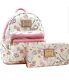 Loungefly Disney Beauty and the Beast Belle Pink Allover Backpack & Wallet Set