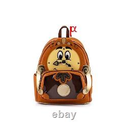 Loungefly Disney Beauty and the Beast Cogsworth Cosplay Backpack & Lumiere Pin