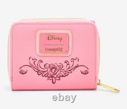 Loungefly Disney Beauty and the Beast Pink Roses Shoulder Bag Purse And WALLET