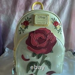 Loungefly Disney Beauty and the Beast Rose Mini Backpack Cream Yellow Pink