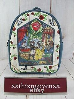 Loungefly Disney Beauty and the Beast Stained Glass Backpack NWT