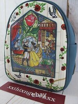 Loungefly Disney Beauty and the Beast Stained Glass Backpack NWT