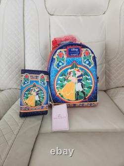 Loungefly Disney Beauty and the Beast Stained Glass Mini Backpack & Wallet Set