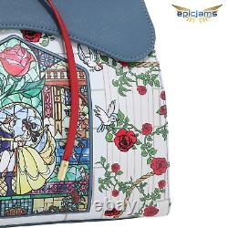 Loungefly Disney Beauty and the Beast Stained Glass Rose Handbag New