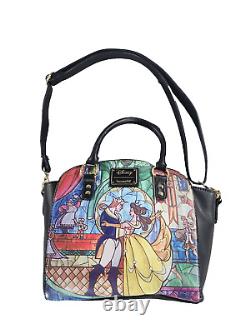 Loungefly Disney Beauty and the Beast Stained Glass Satchel Bag Handbag #4038