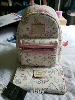 Loungefly Disney Beauty & the Beast Belle Pink Allover Backpack & Wallet Set #03