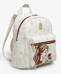 Loungefly Disney Beauty & the Beast Belle Sketched Roses Mini Backpack NWT