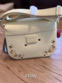Loungefly Disney Parks Beauty and the Beast Floral Crossbody Bag Beige Burgundy