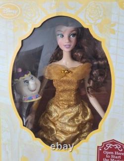 NEW! Disney Store Beauty and the Beast Belle Doll, Includes Singing Mrs. Potts