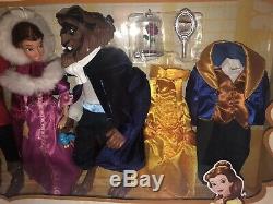 NEW Disney Store Beauty and the Beast Deluxe Doll Set Belle Gaston Princess RARE