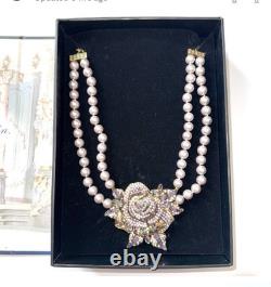 NEW Heidi Daus Disney Beauty And The Beast Necklace Pearl Roses