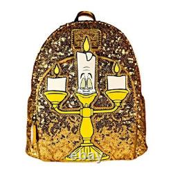 NEW Loungefly Disney Beauty and the Beast Lumiere Sequin Mini Backpack NWT