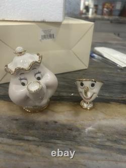 NIB Disney Lenox Mrs. Potts & Chip Figurines Beauty and the Beast Collectible